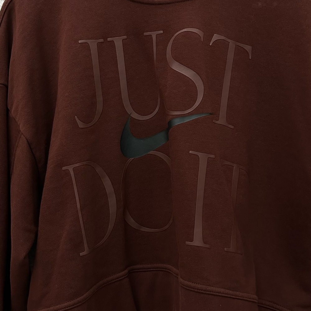 Nike Women’s Brown Cotton Dri-Fit Cropped Crewne Sweatshirt Size M - Picture 3 of 8